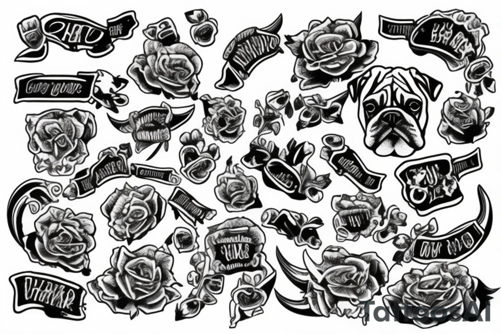 White english bulldog tattoo idea