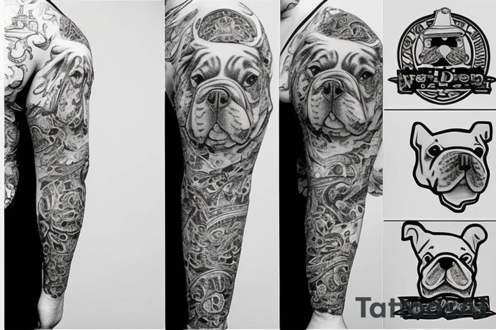 White english bulldog tattoo idea