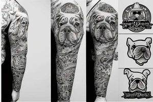 White english bulldog tattoo idea