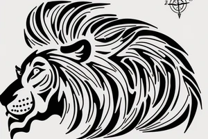 Lion with compass in its mouth tattoo idea
