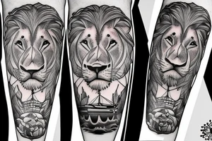 Lion and boat tattoo idea