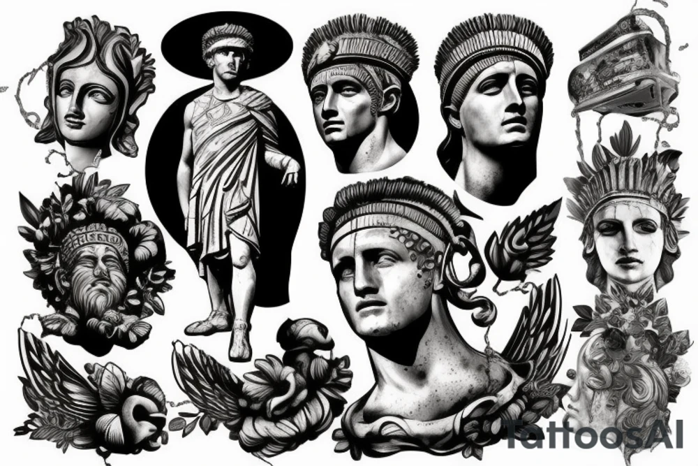 Statue of Caesar 
with graffiti tattoo idea