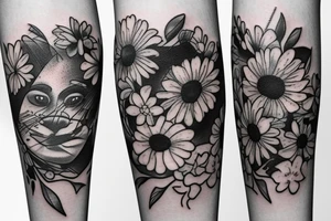 Cat wearing dress with flowers tattoo idea
