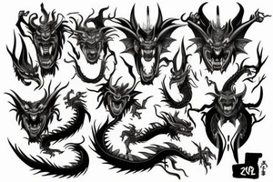 Oni mask dragon tattoo idea