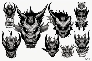 Oni mask dragon tattoo idea