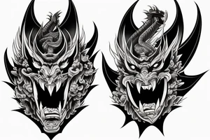 Oni mask dragon back tattoo tattoo idea