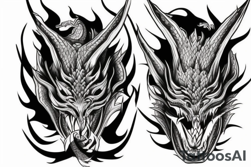 Dragon inside of oni mask tattoo idea