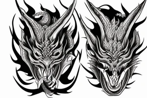 Dragon inside of oni mask tattoo idea