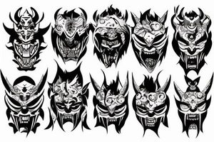 Oni mask covering full back tattoo idea