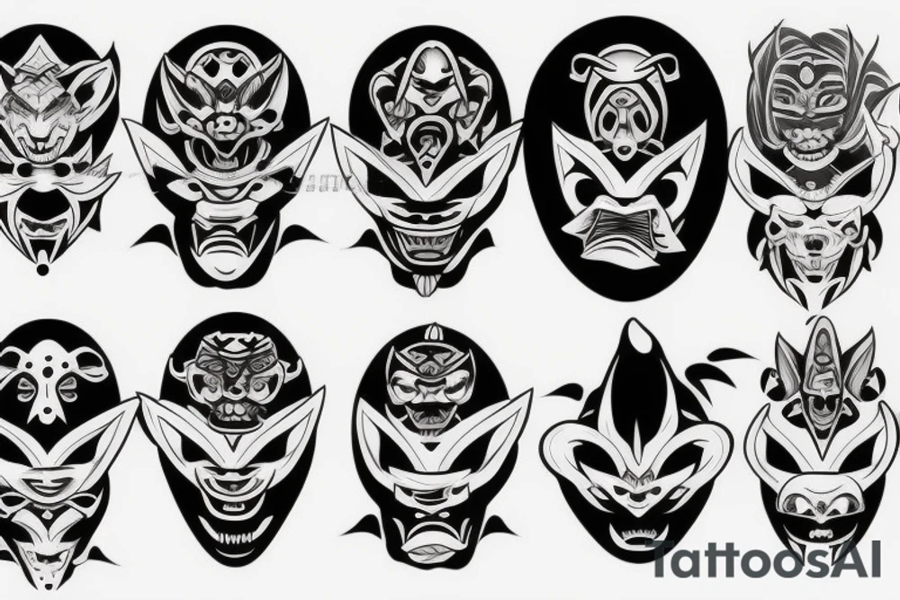 Oni mask covering full back tattoo idea