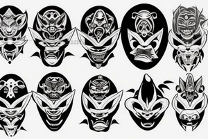 Oni mask covering full back tattoo idea