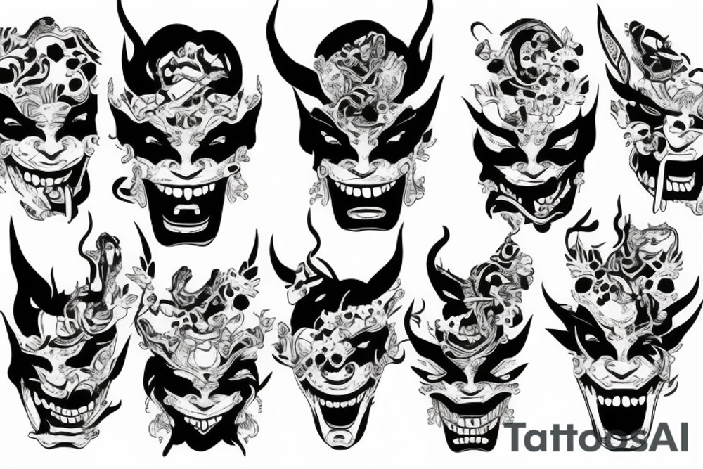 Hannya mask covering full back tattoo idea