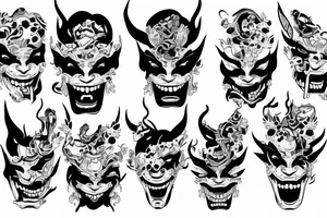 Hannya mask covering full back tattoo idea