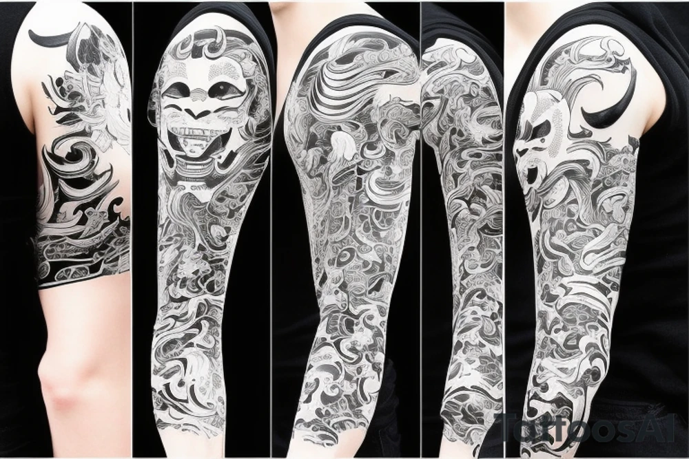 Hannya mask covering full back tattoo idea