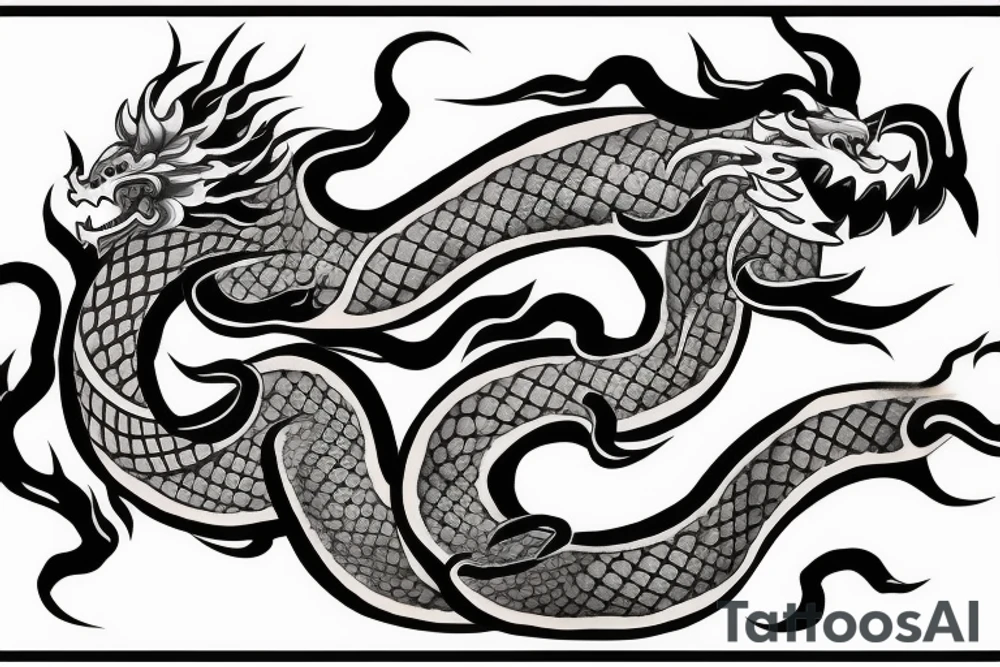 Japanese dragon with smoke tattoo idea