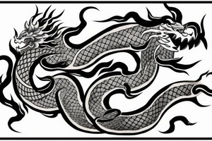 Japanese dragon with smoke tattoo idea