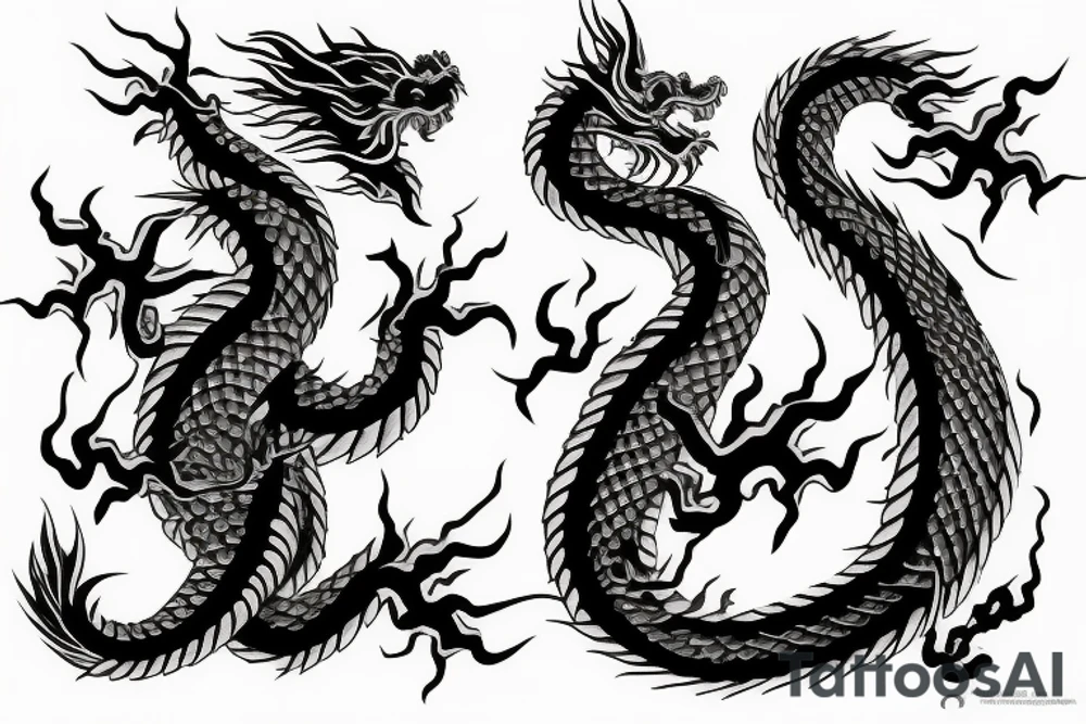 Japanese dragon with smoke tattoo idea