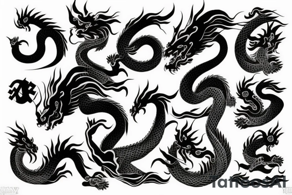Japanese dragon with smoke covering back tattoo idea