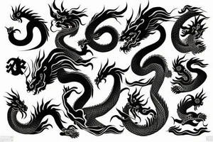 Japanese dragon with smoke covering back tattoo idea