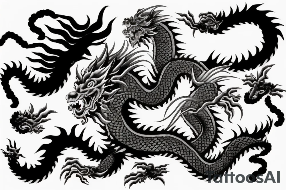 Japanese dragon with smoke covering back tattoo idea