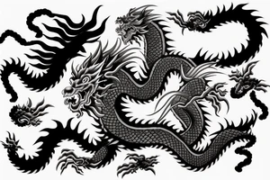 Japanese dragon with smoke covering back tattoo idea