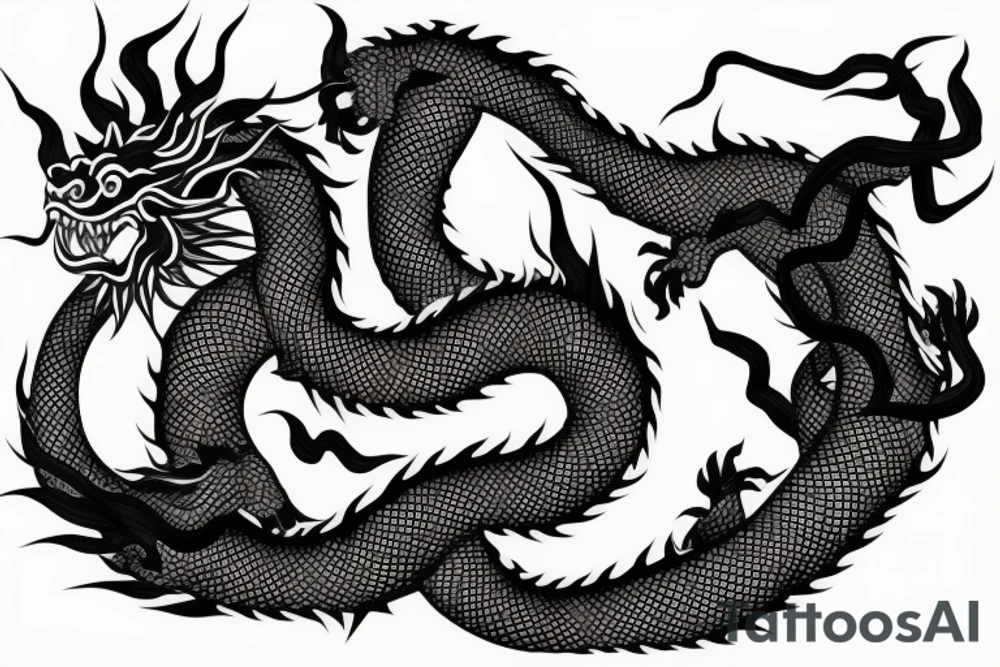 Japanese dragon with smoke covering back tattoo idea