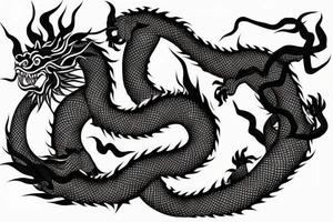 Japanese dragon with smoke covering back tattoo idea