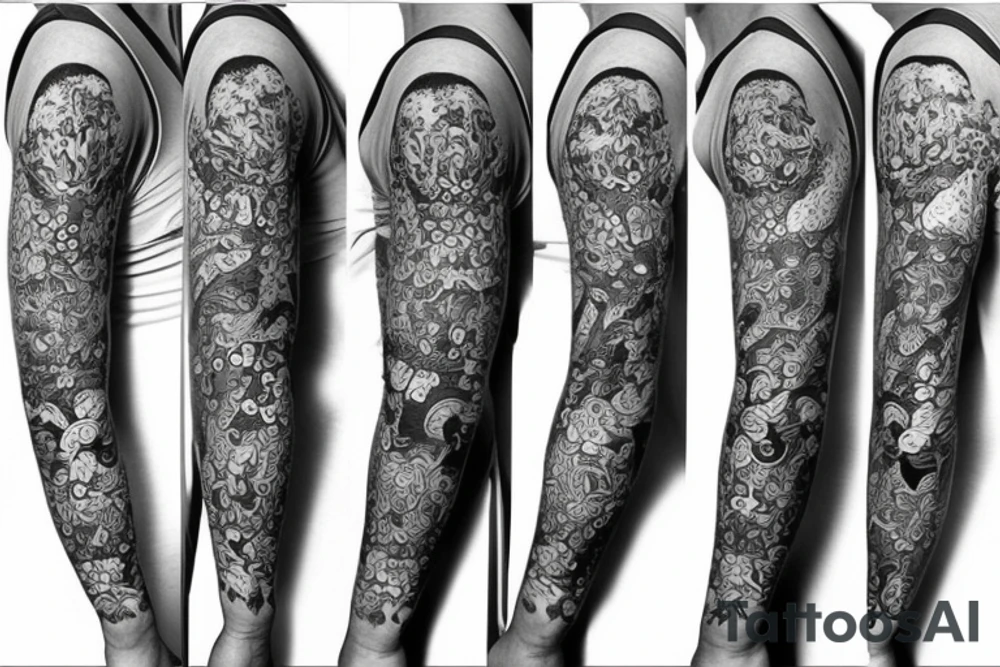Tatoo for arm, from the shoulder, dotwork style tattoo idea