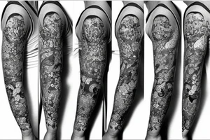 Tatoo for arm, from the shoulder, dotwork style tattoo idea