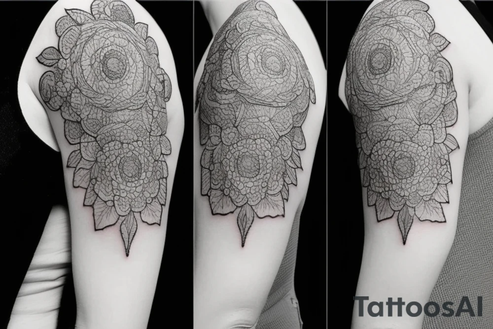 Tatoo for arm, from the shoulder, dotwork style tattoo idea