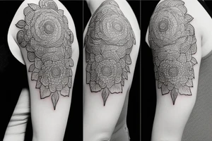 Tatoo for arm, from the shoulder, dotwork style tattoo idea