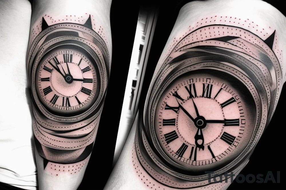 Red eye with a clock and a great design tattoo idea