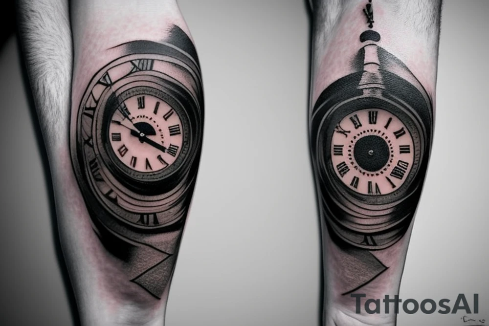 Red eye with a clock and a great design tattoo idea