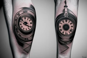 Red eye with a clock and a great design tattoo idea