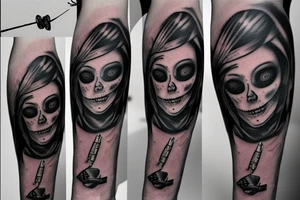 Red eye with a gun tattoo idea