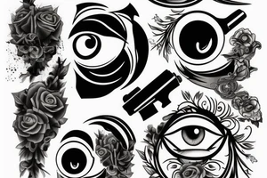 Red eye with a gun tattoo idea