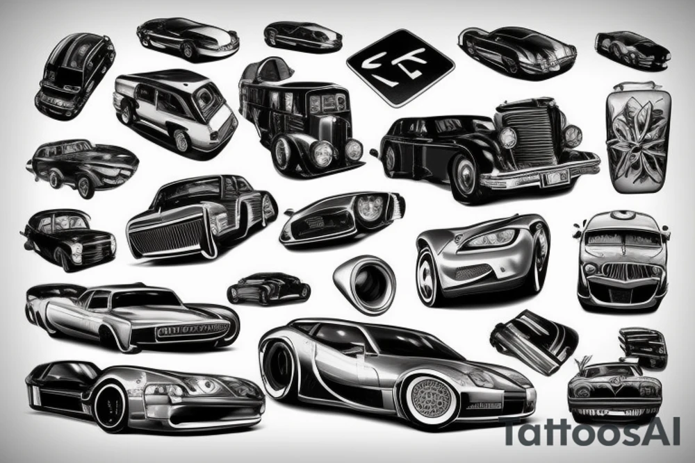 Cars with roads tattoo idea