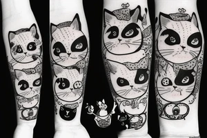 Black cat with a funny cat and sweater tattoo idea