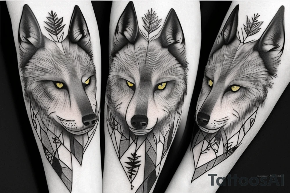 Wolf in forest tattoo idea