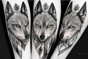 Wolf in forest tattoo idea
