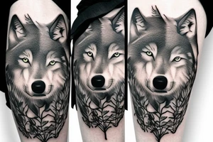 Wolf in forest tattoo idea