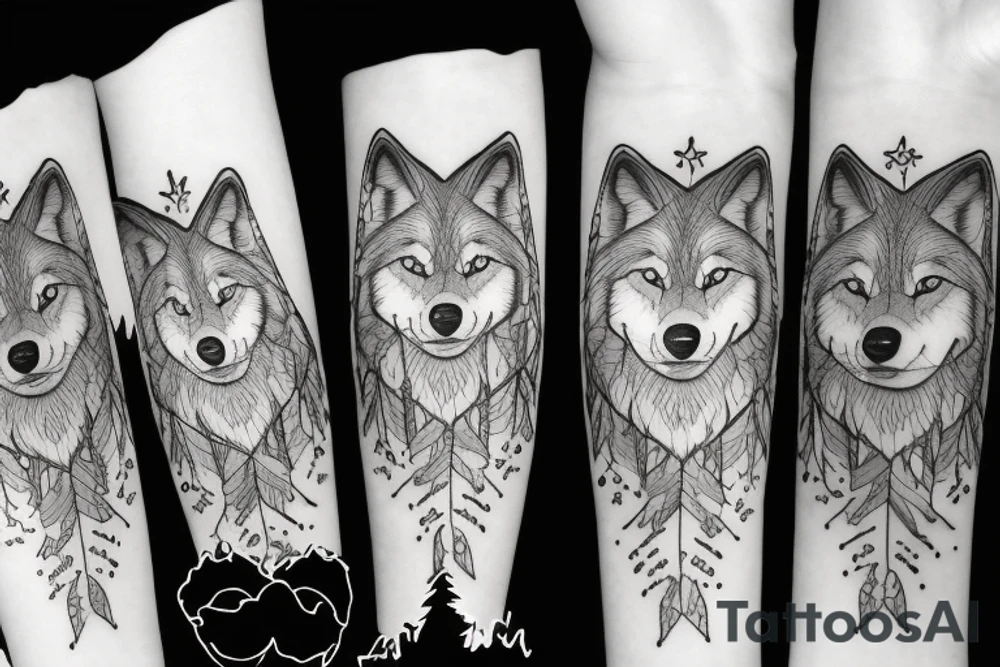 Wolf in forest tattoo idea