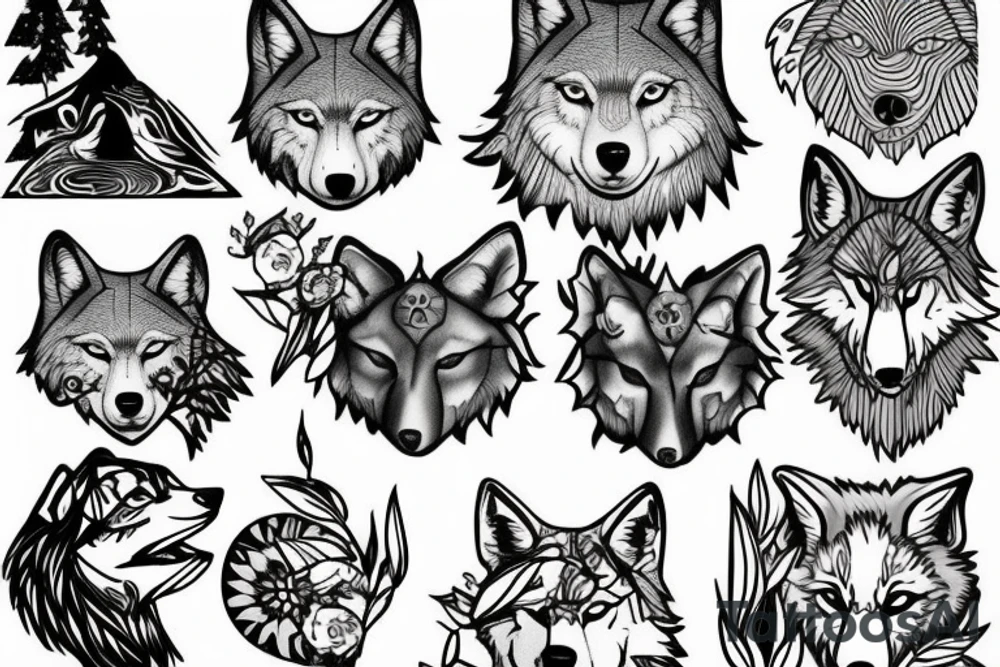 Wolf in forest tattoo idea