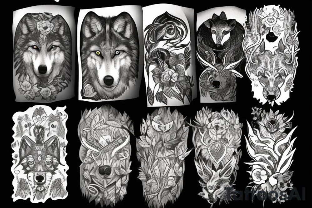 Wolf in forest tattoo idea