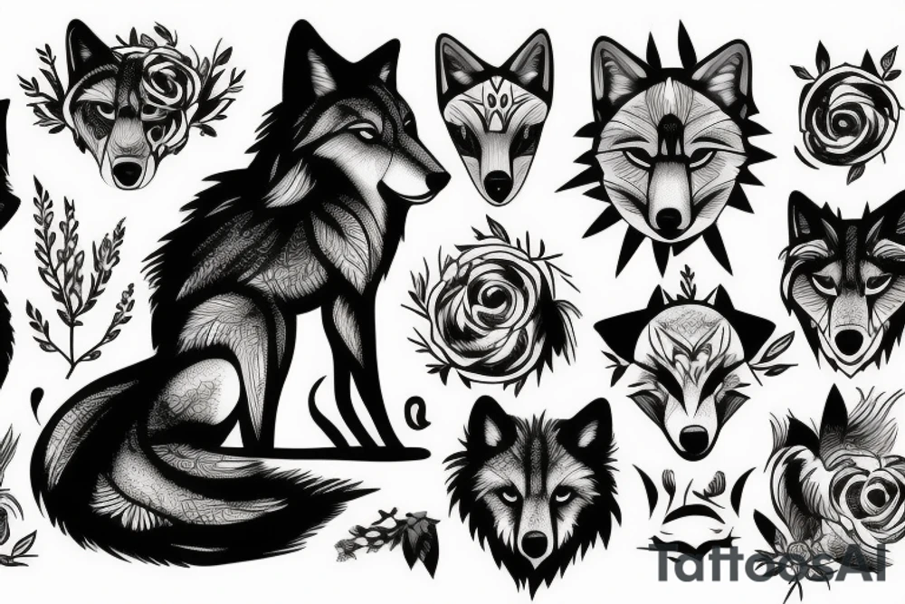 Wolf in forest tattoo idea