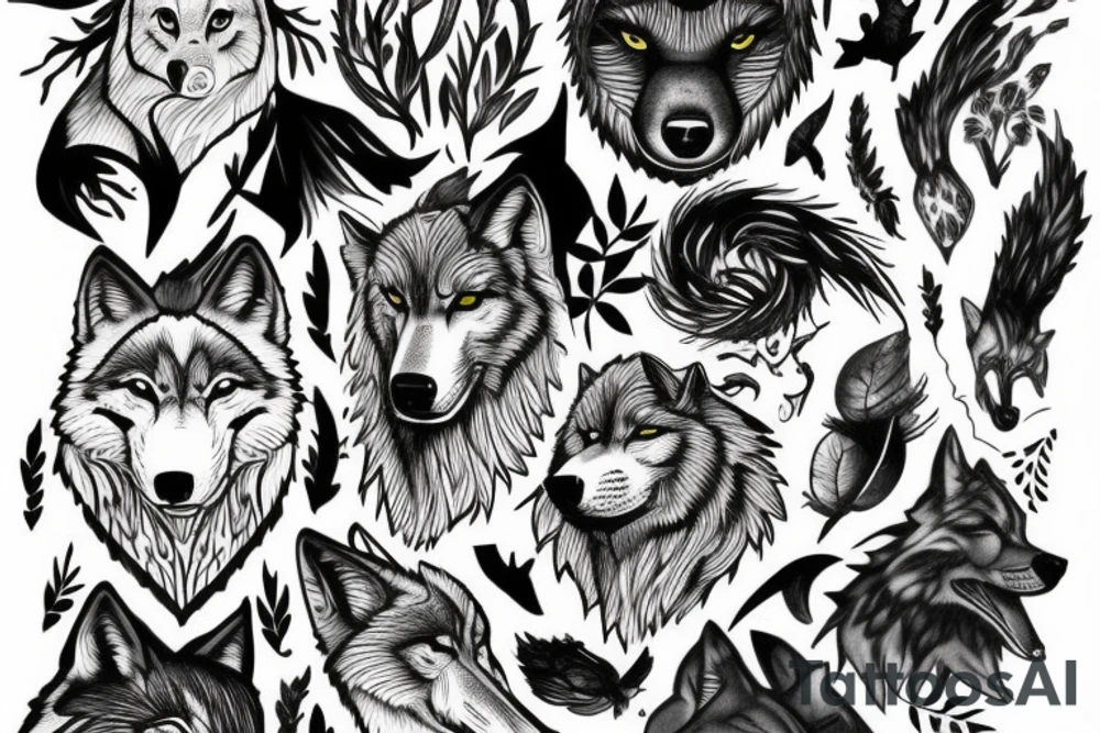 Wolf in forest tattoo idea