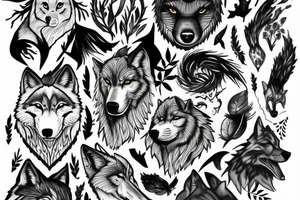 Wolf in forest tattoo idea