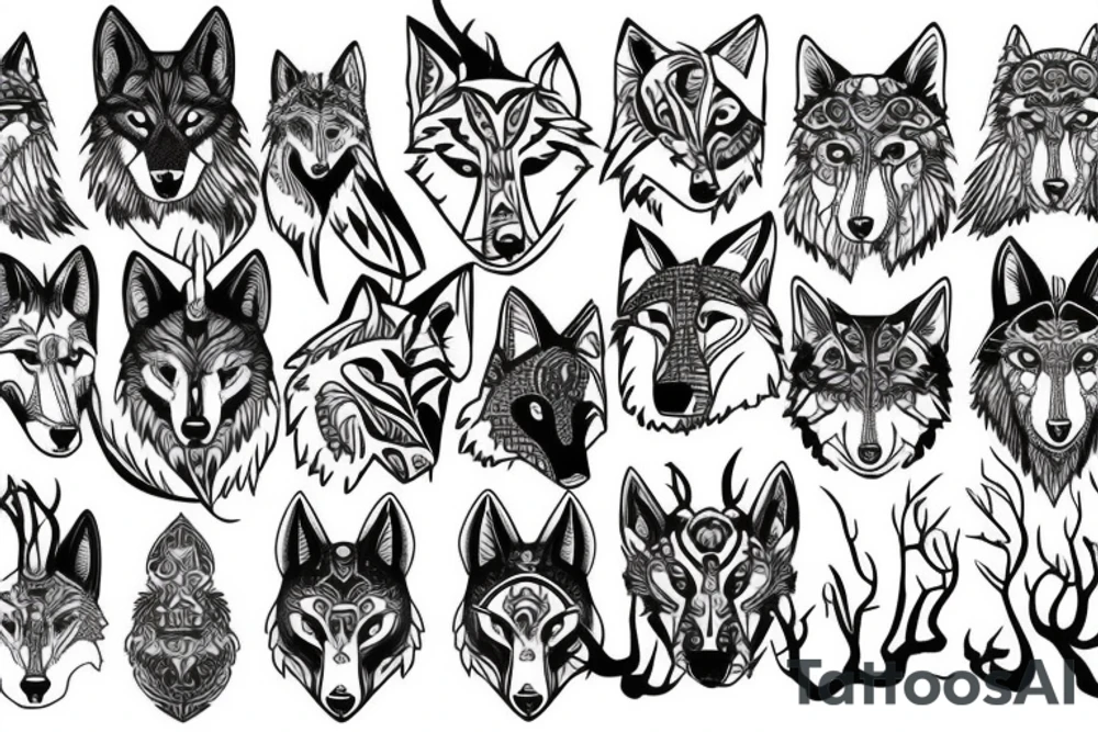 Wolf in forest tattoo idea