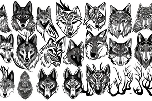 Wolf in forest tattoo idea