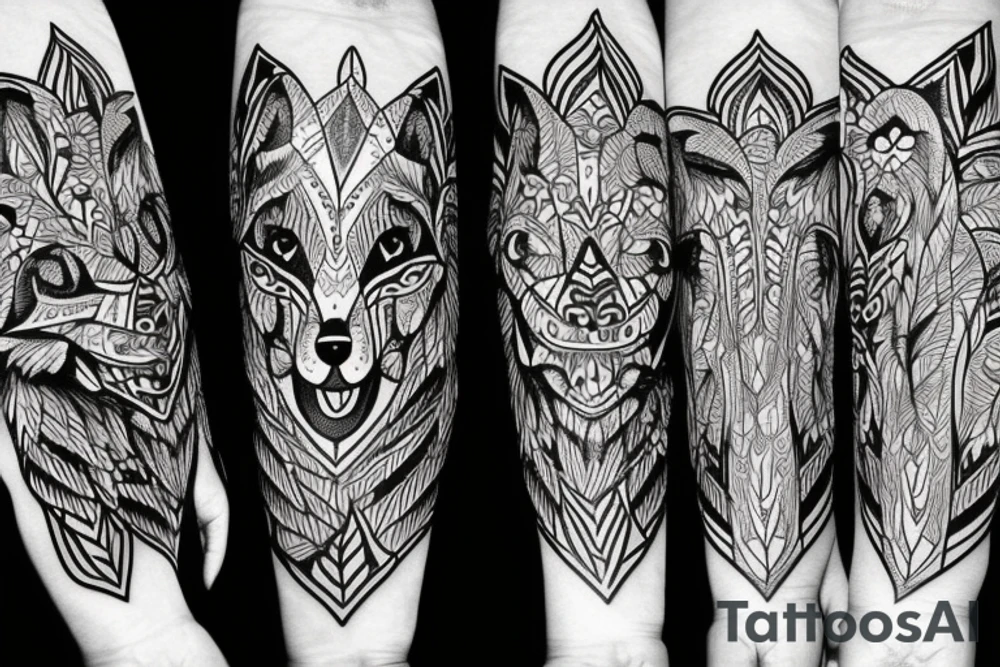 Wolf in forest tattoo idea